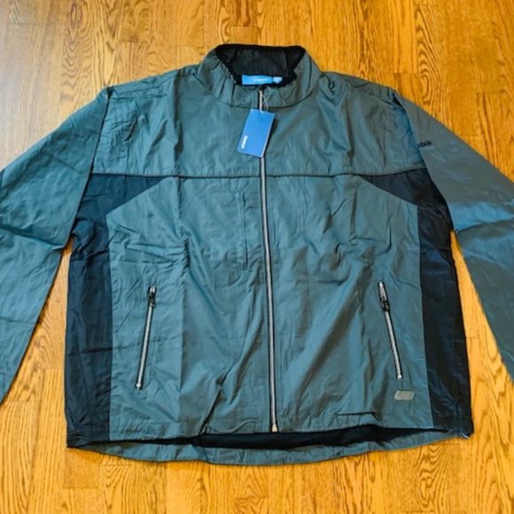 Reebok 2XL Jacket Coat Windbreaker Green Golf full zip NWT tags black fall check - Picture 2 of 6
